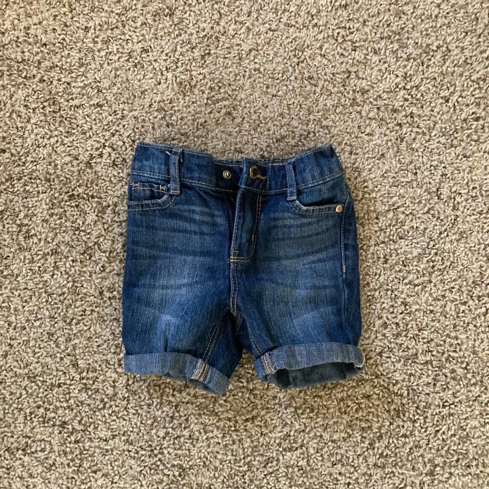 OshKosh dark blue denim shorts sz 12 months